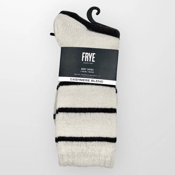 Frye Cashmere Blend Boot Socks Womens Size 5-10 US 2 Pack Ivory Dark Brown - Picture 1 of 5